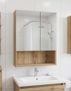 vidaXL Шкаф с огледало за баня Дъб Артизан 50 x 145 x 70 см