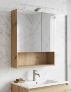 vidaXL Шкаф с огледало за баня Дъб Артизан 50 x 145 x 70 см