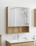 vidaXL Шкаф с огледало за баня Дъб Артизан 60 x 14.5 x 70 см