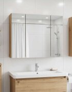 vidaXL Шкаф с огледало за баня Дъб Артизан 60 x 145 x 50 см