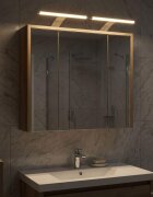vidaXL Шкаф с огледало за баня Дъб Артизан 635 x 16 x 625 см