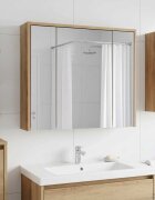 vidaXL Шкаф с огледало за баня Дъб Артизан 735 x 16 x 625 см
