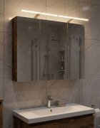 vidaXL Шкаф с огледало за баня Димян дъб 100 x 145 x 70 см