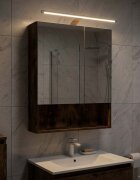 vidaXL Шкаф с огледало за баня Димян дъб 50 x 145 x 70 см