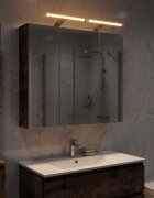 vidaXL Шкаф с огледало за баня Димян дъб 70 x 145 x 70 см