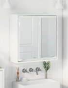 vidaXL Шкаф с огледало за баня Лъскаво бяло 60 x 20 x 60 cm