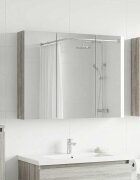 vidaXL Шкаф с огледало за баня Сив Сонома 100 x 145 x 70 см