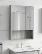 vidaXL Шкаф с огледало за баня Сив Сонома 50 x 145 x 70 см