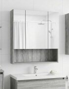 vidaXL Шкаф с огледало за баня Сив Сонома 60 x 14.5 x 70 см