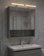 vidaXL Шкаф с огледало за баня Сив Сонома 60 x 14.5 x 70 см