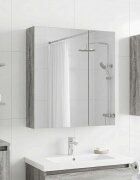 vidaXL Шкаф с огледало за баня Сив Сонома 60 x 145 x 70 см