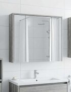 vidaXL Шкаф с огледало за баня Сив Сонома 735 x 16 x 625 см