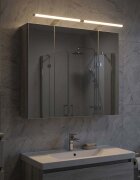 vidaXL Шкаф с огледало за баня Сив Сонома 80 x 14.5 x 70 см