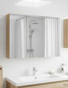 vidaXL Шкаф с огледало за баня Сонома дъб 100 x 145 x 70 см
