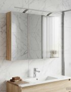 vidaXL Шкаф с огледало за баня Сонома дъб 100 x 145 x 70 см