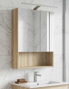 vidaXL Шкаф с огледало за баня Сонома дъб 50 x 145 x 70 см