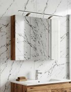 vidaXL Шкаф с огледало за баня Старо дърво 100 x 145 x 70 см
