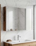 vidaXL Шкаф с огледало за баня Старо дърво 1035 x 155 x 70 см