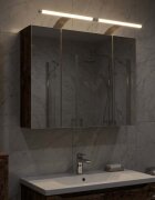 vidaXL Шкаф с огледало за баня Старо дърво 60 x 145 x 50 см