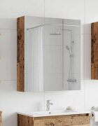 vidaXL Шкаф с огледало за баня Старо дърво 60 x 145 x 70 см