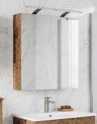 vidaXL Шкаф с огледало за баня Старо дърво 60 x 145 x 70 см