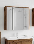 vidaXL Шкаф с огледало за баня Старо дърво 635 x 16 x 625 см