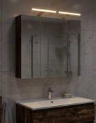 vidaXL Шкаф с огледало за баня Старо дърво 70 x 145 x 70 см