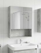 vidaXL Шкаф с огледало за баня Циментено сиво 50 x 145 x 70 см