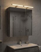 vidaXL Шкаф с огледало за баня Циментено сиво 60 x 145 x 70 см