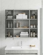 vidaXL Шкаф с огледало за баня Циментено сиво 635 x 16 x 625 см
