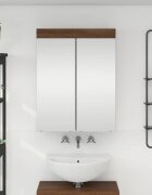 vidaXL Шкаф с огледало за баня TULUM Кафяв дъб 60 x 165 x 78 см