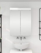 vidaXL Шкаф с огледало за баня TULUM Лъскаво бяло 60 x 165 x 78 см