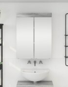 vidaXL Шкаф с огледало за баня TULUM Сив Сонома 60 x 165 x 78 см