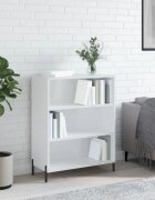 vidaXL Шкаф с рафтове бял гланц 695x325x90 см инженерно дърво