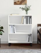 vidaXL Шкаф с рафтове бял гланц 695x325x90 см инженерно дърво