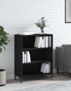 vidaXL Шкаф с рафтове черен 695x325x90 см инженерно дърво
