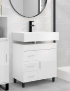 vidaXL Шкаф със светло за баня Бял гланц 60 x 35 x 60 см