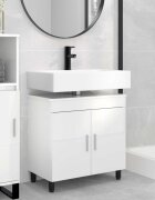 vidaXL Шкаф със светло за баня Бял гланц 60 x 35 x 60 см