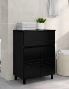 vidaXL Шкаф със светло за баня Черно 60 x 35 x 80 см