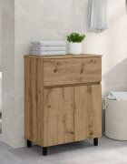 vidaXL Шкаф със светло за баня Дъб артизан 60 x 35 x 80 см