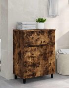 vidaXL Шкаф със светло за баня Опушен дъб 60 x 35 x 80 см