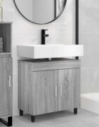 vidaXL Шкаф със светло за баня Сив Сонома 60 x 35 x 60 см