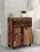 vidaXL Шкаф със светло за баня Старо дърво 60 x 35 x 80 см