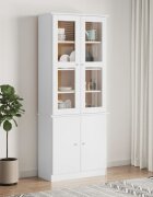 vidaXL Шкаф витрина ALTA бял 77x35x1865 см бор масив