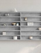 vidaXL Шкаф витрина бетонно сив 100x85x58 см инженерно дърво