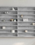 vidaXL Шкаф витрина бетонно сив 100x85x75 см инженерно дърво