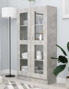 vidaXL Шкаф витрина бетонно сив 825x305x150 см инженерно дърво