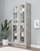 vidaXL Шкаф витрина бетонно сив 825x305x185 см инженерно дърво