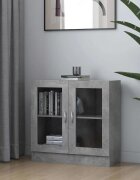vidaXL Шкаф витрина бетонно сив 825x305x80 см инженерно дърво