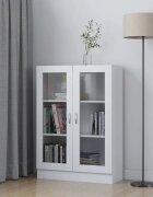vidaXL Шкаф витрина бял 825x305x115 см ПДЧ